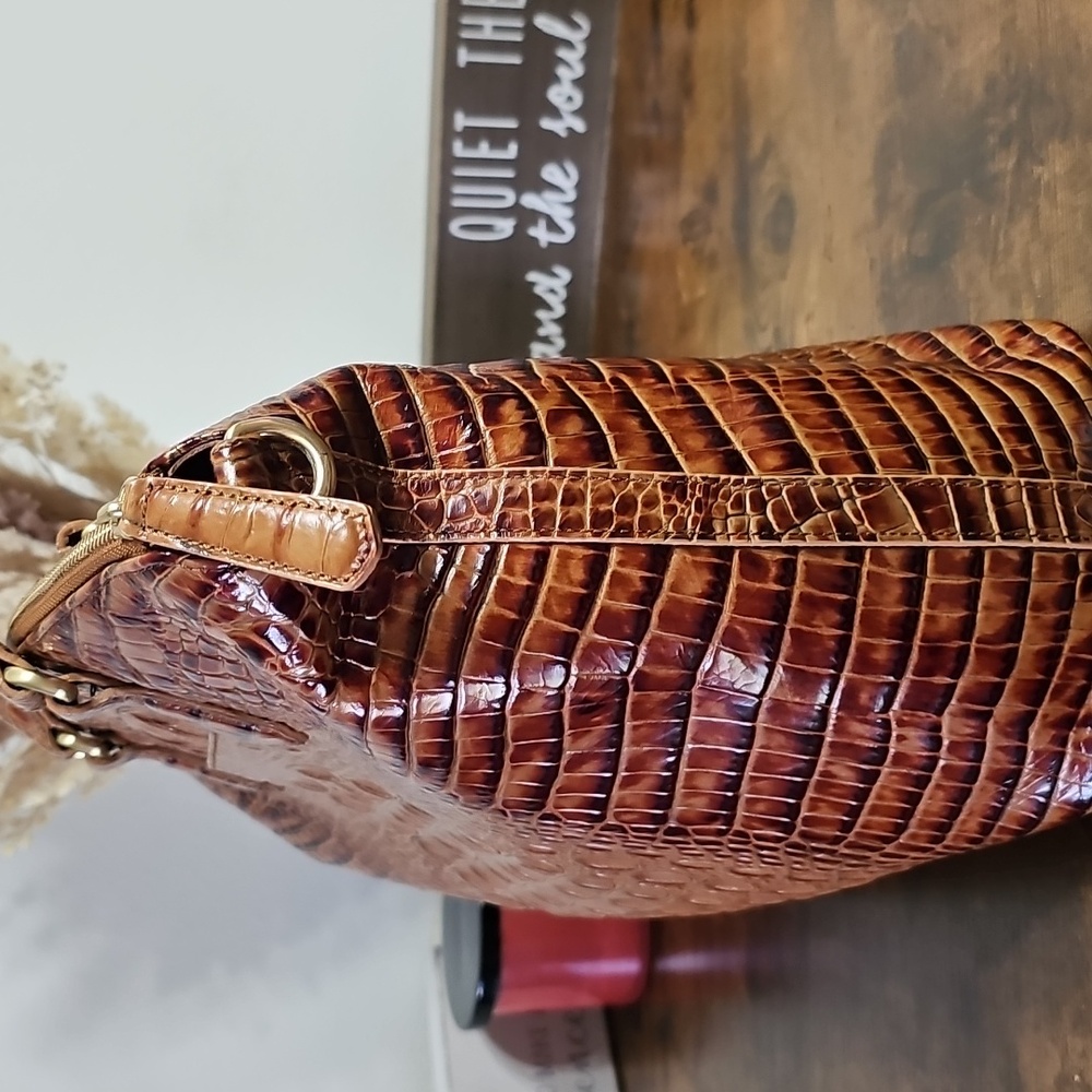 Brahmin Cognac Croc-Embossed Top-Handle Satchel - Picture 4 of 13